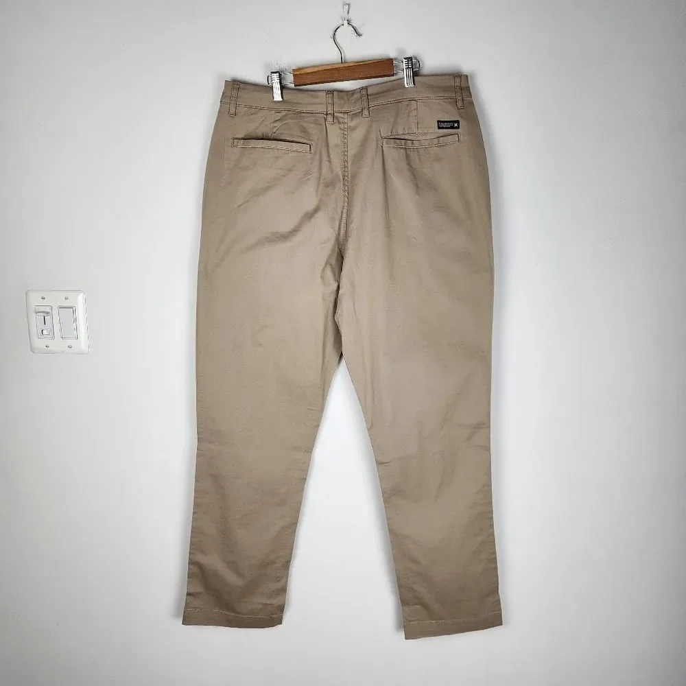 NWT Hurley Everyday Twill Chino Pants Men's 36 Khaki Beige Stretch Work Golf - Picture 6 of 14